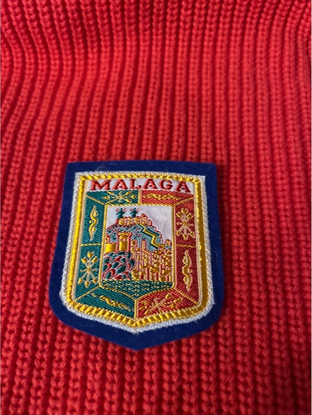Red Orange Knit Patch Badge with Malaga Crest